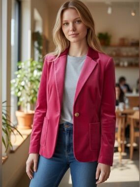 Tommy Hilfiger blazer jacket pink velvet spring jacket size 6